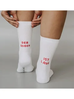 Socken "Der Boden ist Lava" in Weiß
