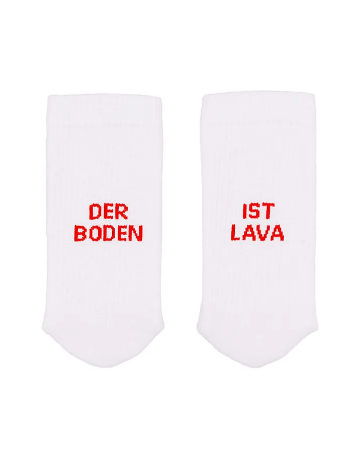 Socken "Der Boden ist Lava" in Weiß