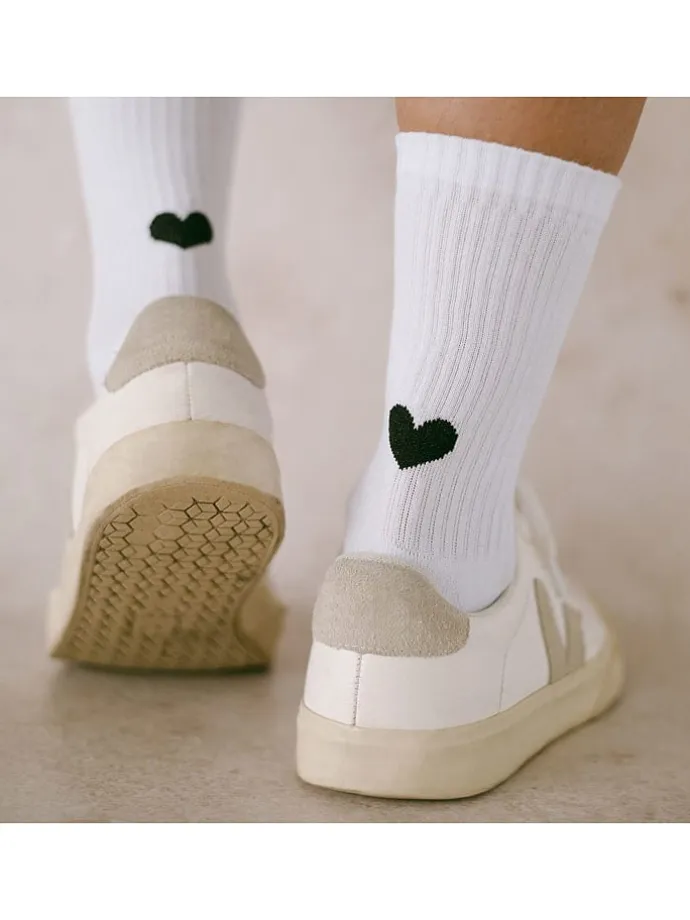 Socken "Herz" in Weiß