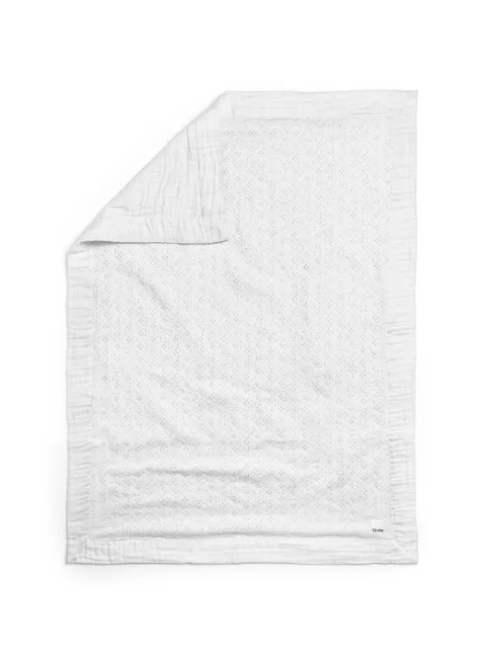 Soft Cotton Decke - Embroidery Anglaise, 100x75cm, in Weiß
