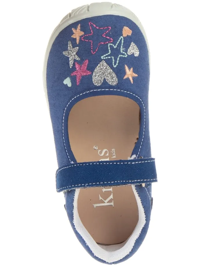 Spangenballerinas in Blau