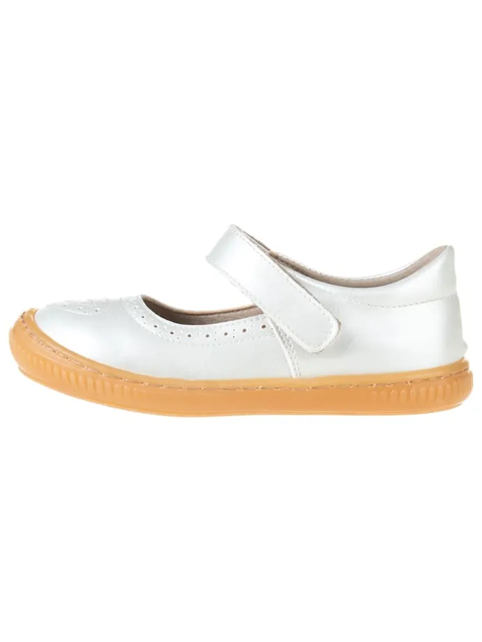 Spangenballerinas in Silber/ Weiß