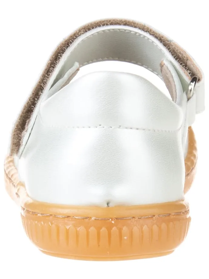 Spangenballerinas in Silber/ Weiß