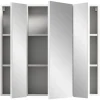 Spiegelschrank in weiß Melamin/weiß hochglanz  - (B) 82 x (H) 77 x (T) 18