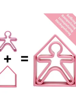 Spielbeißring 1x KID + 1x HOUSE, pink in Rosa ab 0 Monate