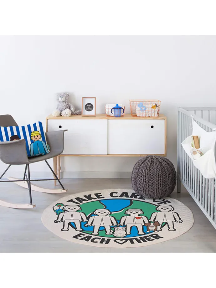Spieldecke "Take Care" in Beige/ Blau/ Grün - Ø 120 cm
