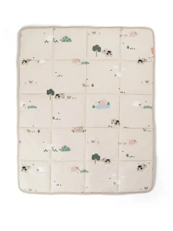 Spieldecke "Tiny farm" in Beige - (L)100 x (B)80 cm