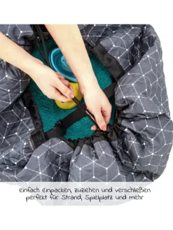 Spielplatzdecke 2in1 - Tasche und Unterlage in grau,weiss