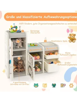 Spielzeugregal 110x32x66cm in Beige