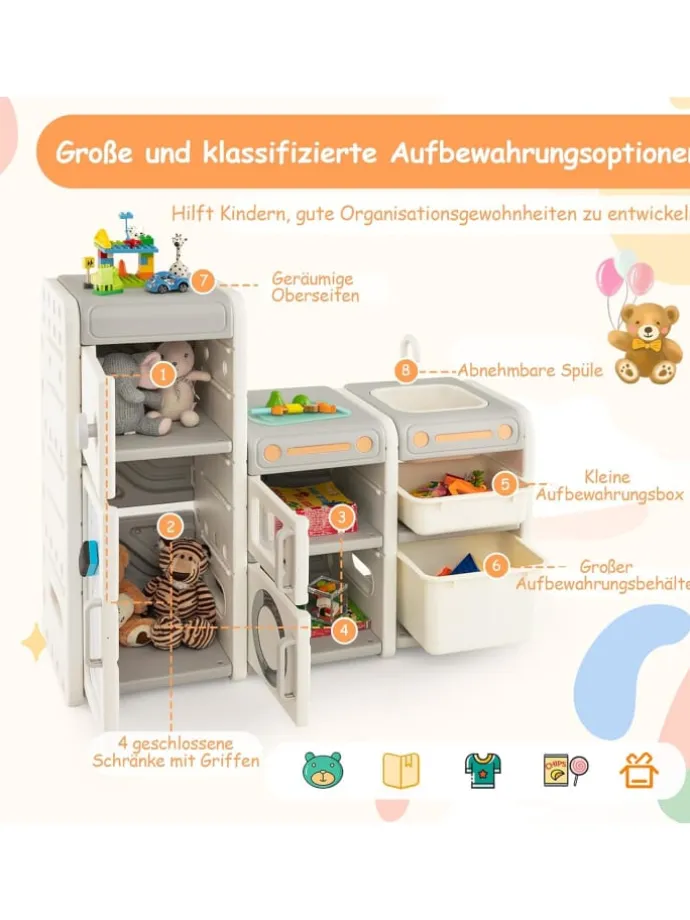 Spielzeugregal 110x32x66cm in Beige