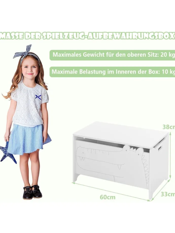 Spielzeugtruhe 2 in 1 in Weiß