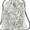 Sportbeutel "Mickey Mouse" in Weiß/ Schwarz - (L)34 x (H)44 x (T)2 cm