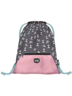 Sportbeutel "Panda" in Grau/ Rosa