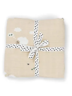 Spucktuch "Tiny farm" in Beige - (L)120 x (B)120 cm