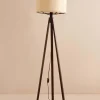 Standleuchte in Creme/ Braun - (H)140 cm