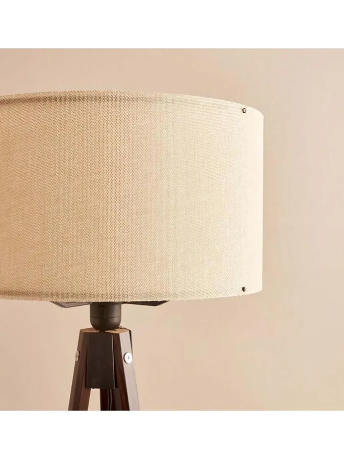Standleuchte in Creme/ Braun - (H)140 cm