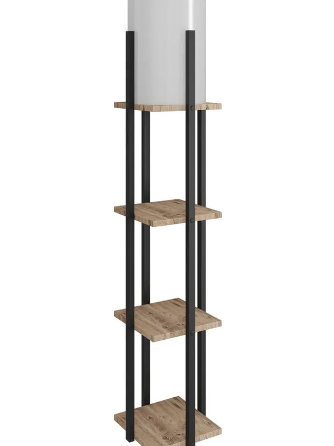 Standleuchte in Hellbraun/ Schwarz - (H)135 cm