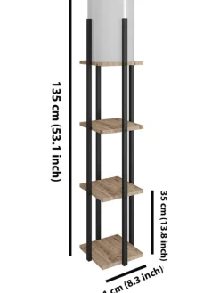 Standleuchte in Hellbraun/ Schwarz - (H)135 cm
