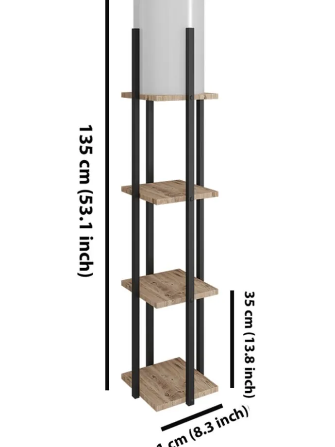 Standleuchte in Hellbraun/ Schwarz - (H)135 cm