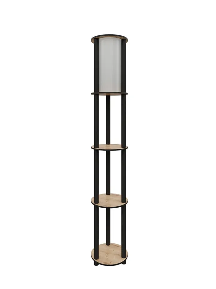 Standleuchte in Hellbraun/ Schwarz - (B)24 x (H)150 x (T)25 cm