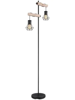 Standleuchte "Priska" in Hellbraun/ Schwarz - (H)168 cm