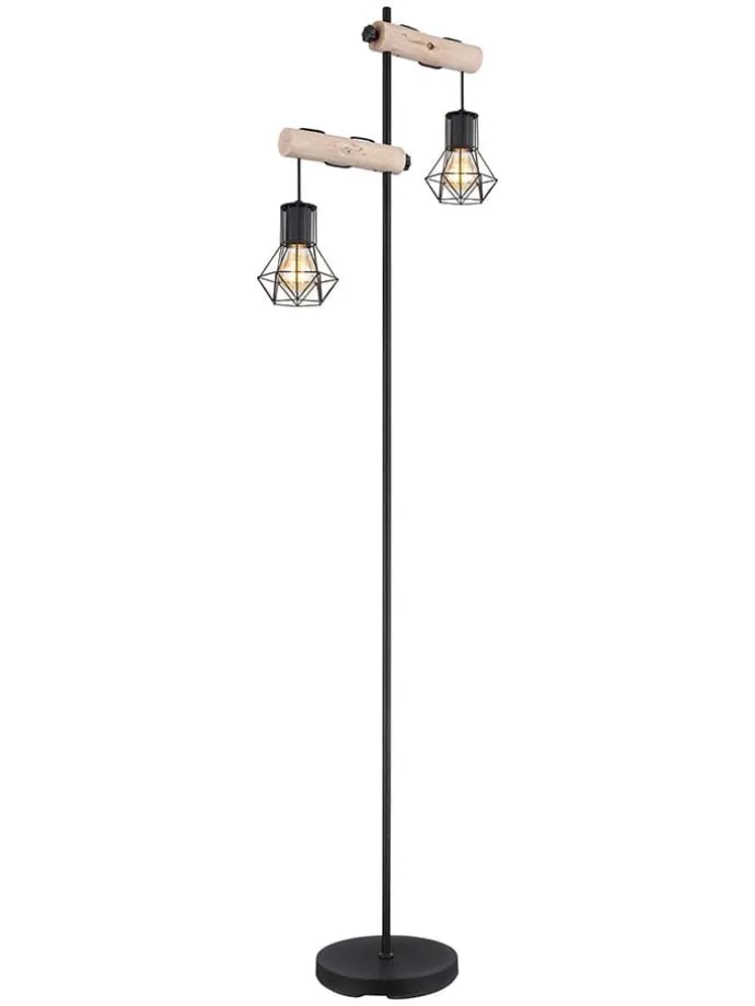 Standleuchte "Priska" in Hellbraun/ Schwarz - (H)168 cm