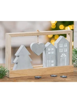 Standrelief "Casa" in Braun/ Grau   - (B)25,5 x (H)15 x (T)5 cm