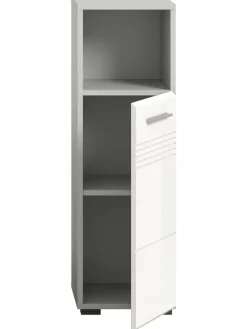 Standschrank in hellgrau/weiß hochglanz  - (B) 30 x (H) 95 x (T) 30
