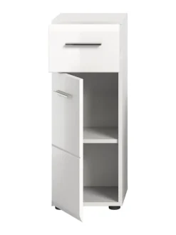 Standschrank in Weiß/Weiß Hochglanz - (B) 30 x (H) 80 x (T) 30