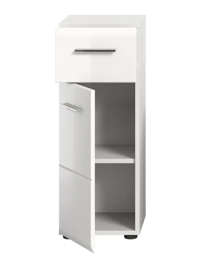 Standschrank in Weiß/Weiß Hochglanz - (B) 30 x (H) 80 x (T) 30
