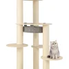 6-stöckiger Kratzbaum Holz in Beige