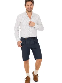 Stehkragenhemd 420000-4301 in weiß-jeans