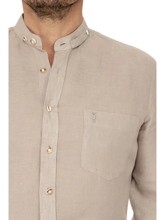 Stehkragenhemd 720LI-LA in beige