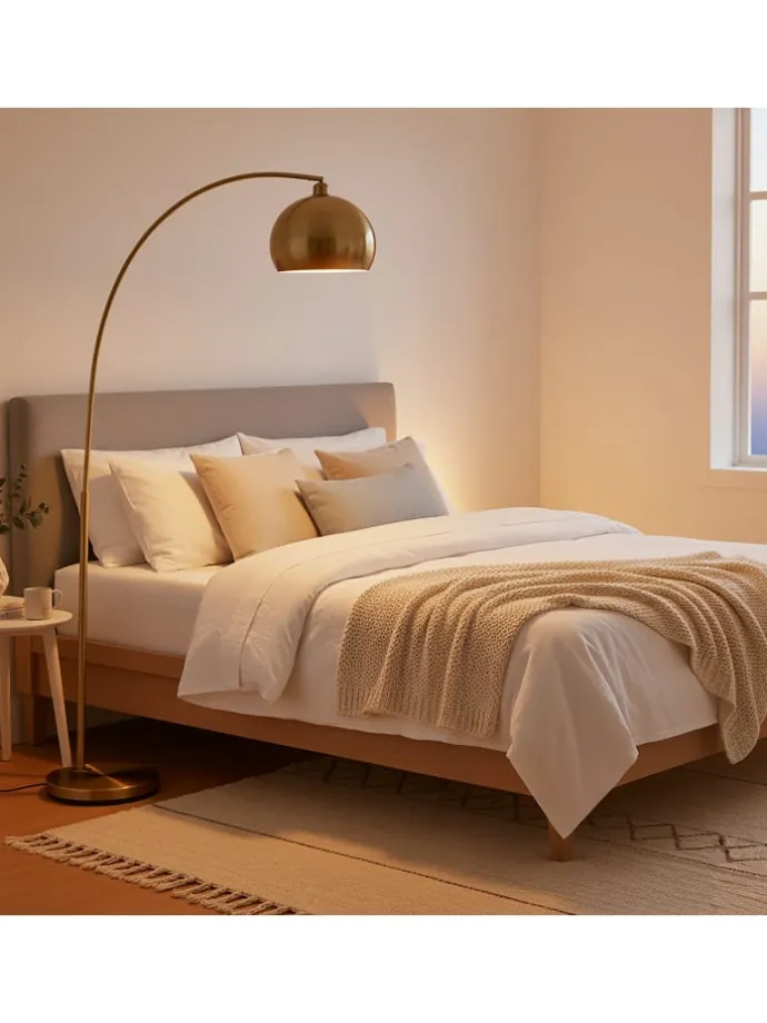Stehlampe in Gold - (B)92x (H)180 x (T)35 cm
