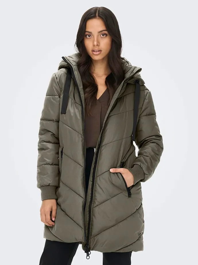 Steppmantel in Khaki