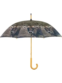 Stickschirm "Swiss cow" in Hellbraun - Ø 105 cm