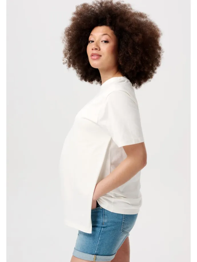 Still T-Shirt Ifke in Cream
