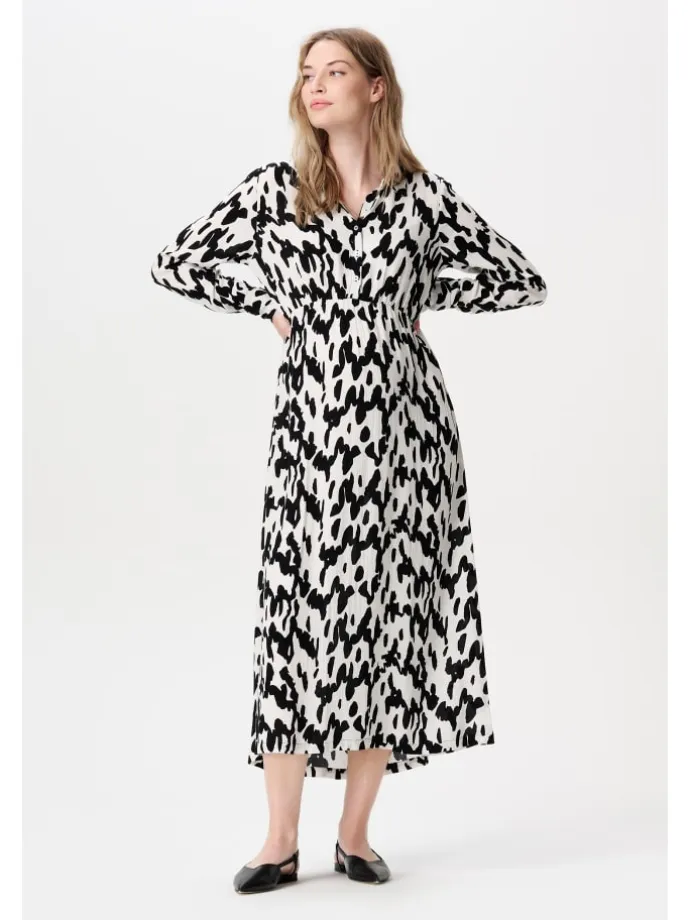 Still-Kleid Kiki in Wavy Black Print