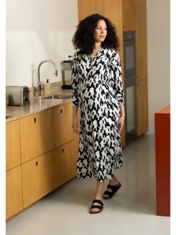 Still-Kleid Kiki in Wavy Black Print