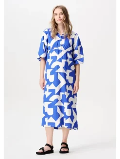 Still-Kleid Pilar in Graphic Blue Print
