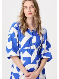 Still-Kleid Pilar in Graphic Blue Print