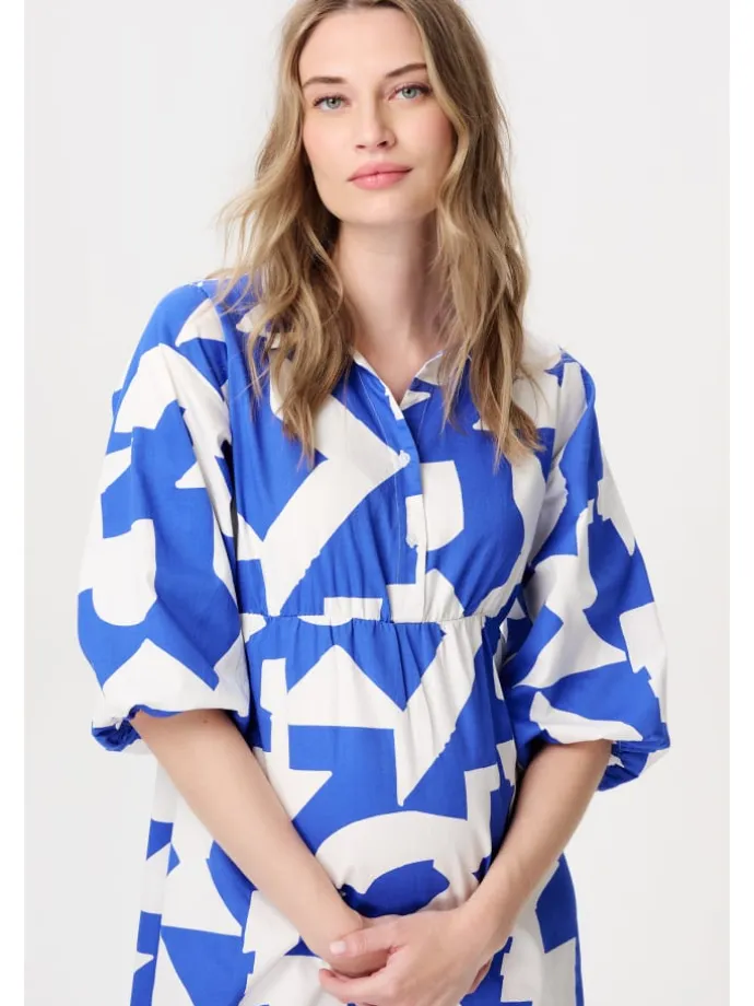 Still-Kleid Pilar in Graphic Blue Print