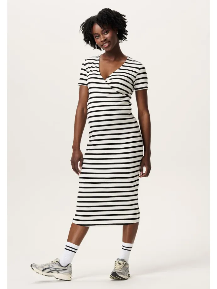Still-Kleid Soiree in Cream Stripe