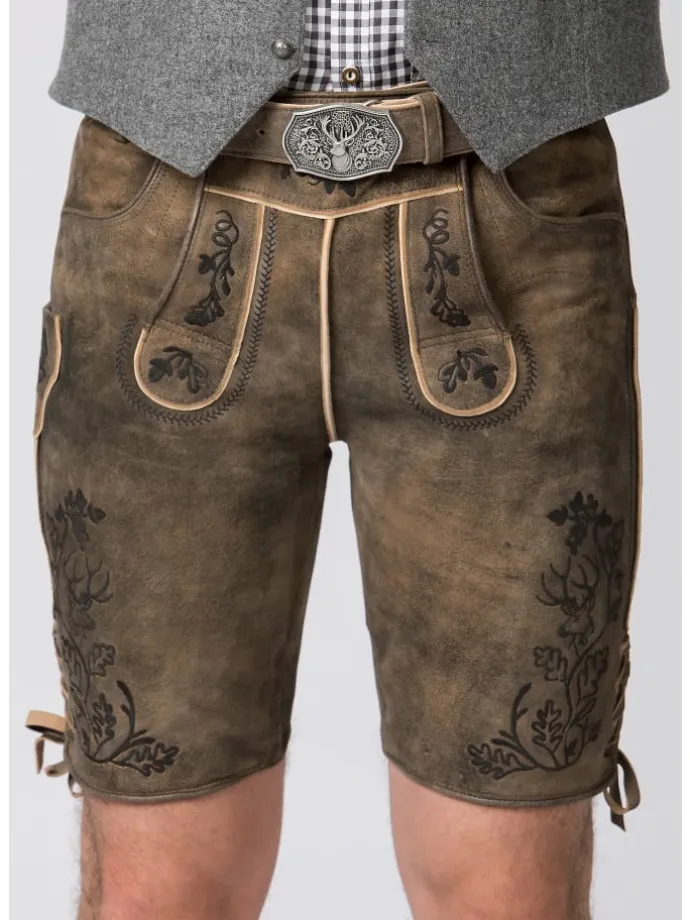 Stockerpoint Trachtenlederhose Edgar in kiesel gespeckt-schwarz