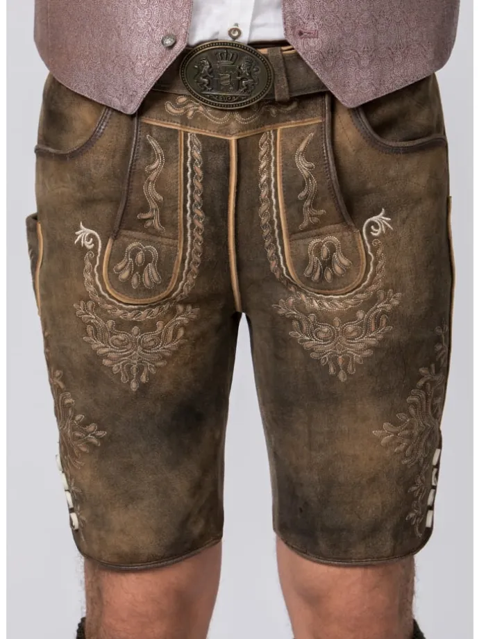 Stockerpoint Trachtenlederhose Logan in kiesel gespeckt