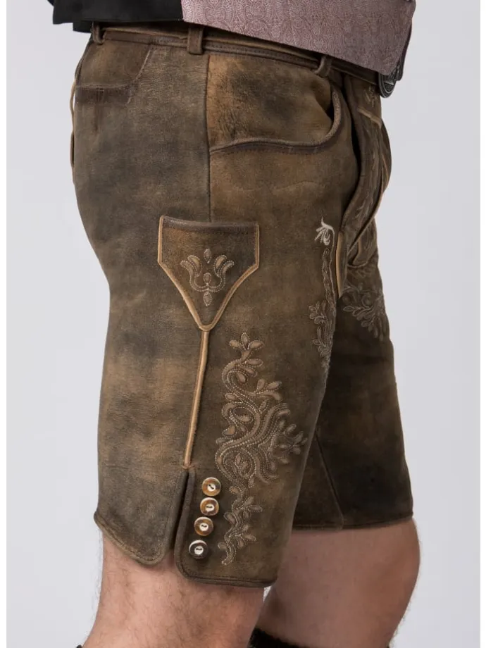 Stockerpoint Trachtenlederhose Logan in kiesel gespeckt