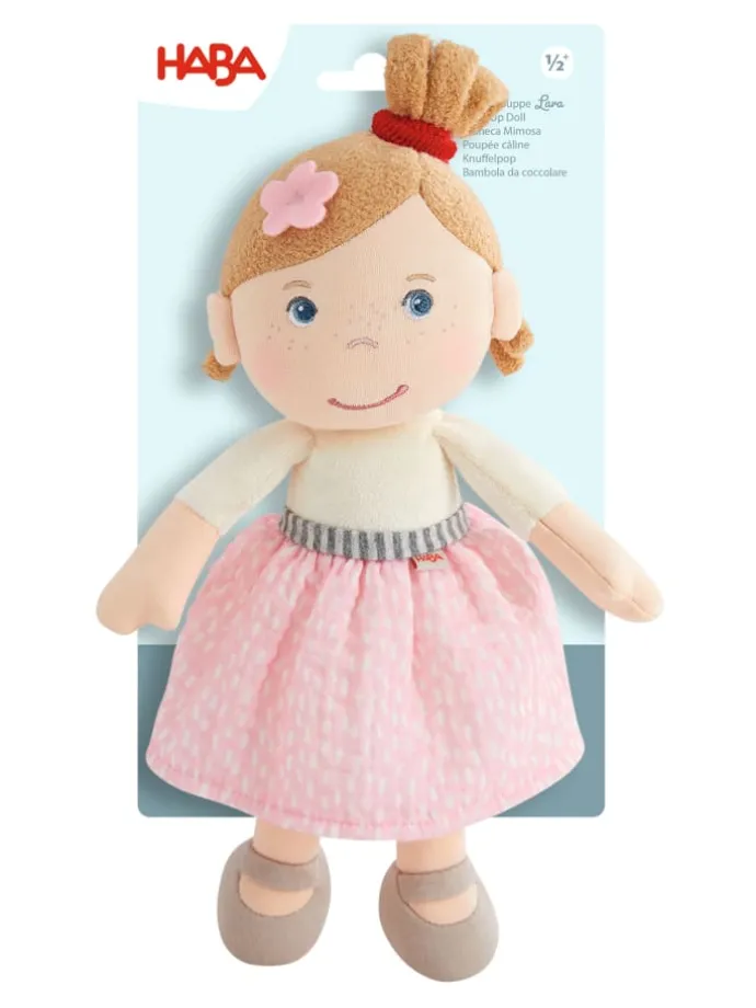 Stoffpuppe Kuschelpuppe in rosa-weiss