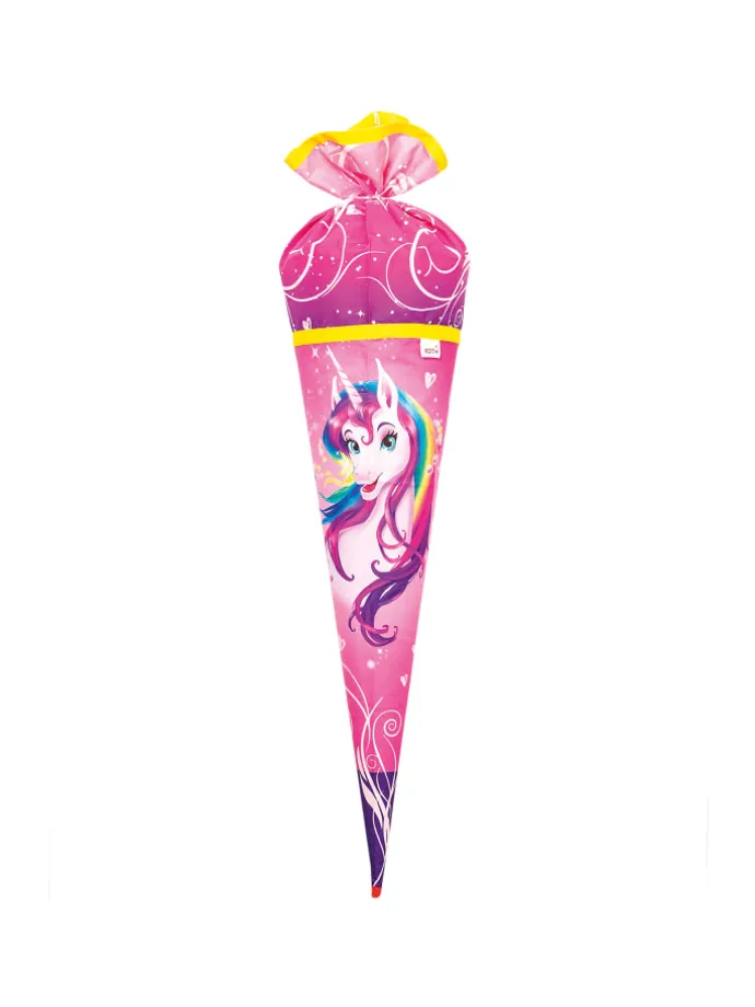Stoffschultüte Stoffwunder Einhornportrait 70 cm mit Rohling in Rosa