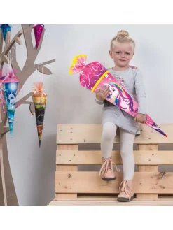 Stoffschultüte Stoffwunder Einhornportrait 70 cm mit Rohling in Rosa