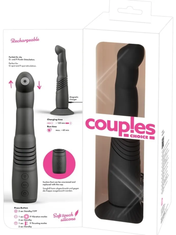 Stoßvibrator G and P-Spot Thrusting Vibrator in schwarz